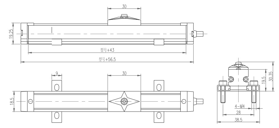 LFM小型滑塊電阻尺安裝尺寸